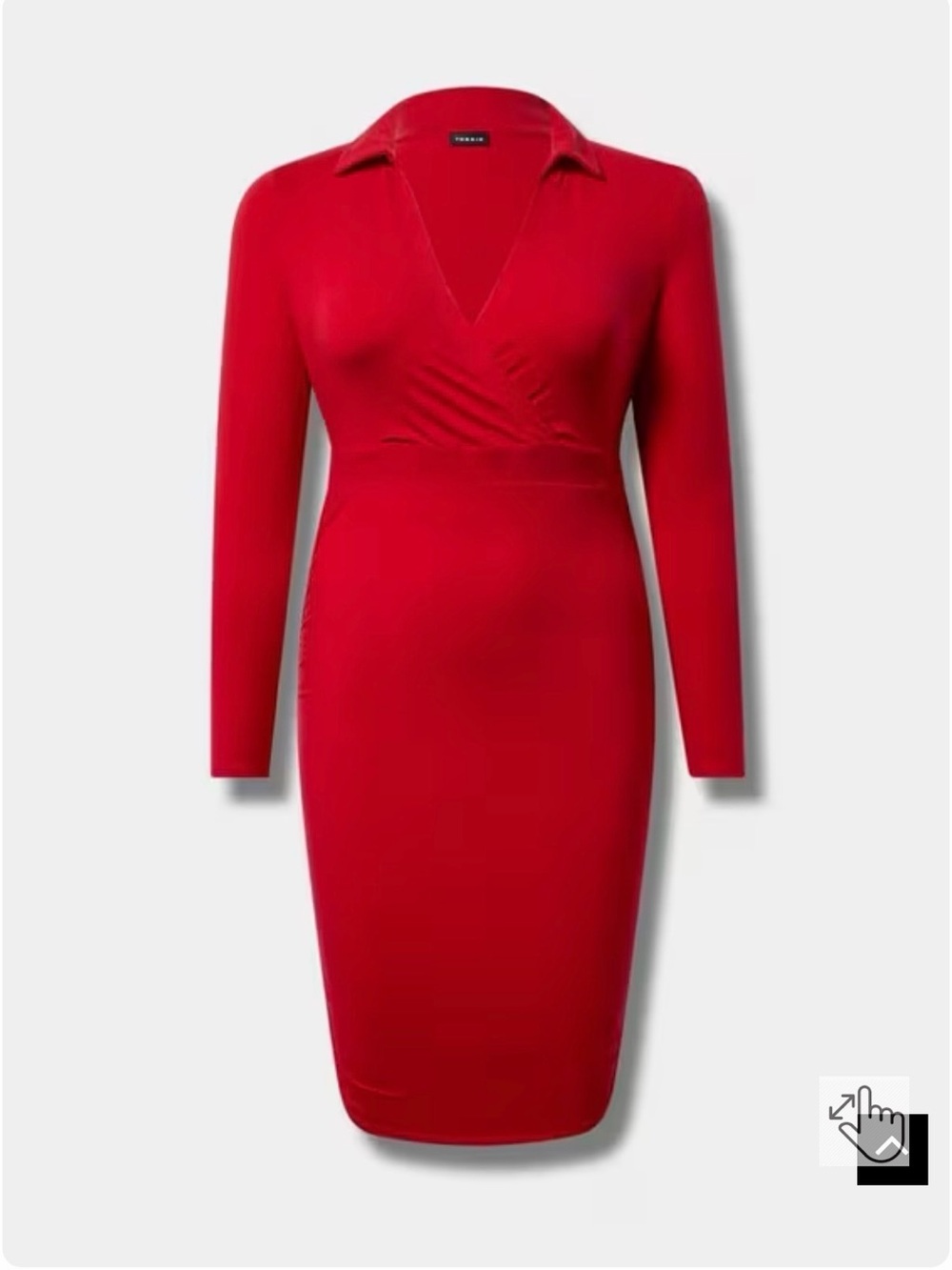 Mini Jersey Long Sleeve Collar Surplice Dress